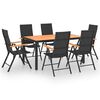 vidaXL 7 Piece Garden Dining Set Black and Brown