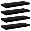vidaXL Wall Shelf | Set of 4 | High gloss black | Honeycomb MDF, metal frame