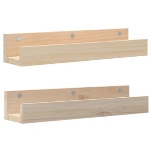 vidaXL Wall Shelf | Natural Wood | Solid pine wood | 50 cm x 12 cm x 9 cm
