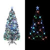 vidaXL Pre-lit Christmas Tree Green and White 150 cm Fibre Optic
