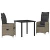 vidaXL Garden Dining Set 3 pcs Grey Poly Rattan