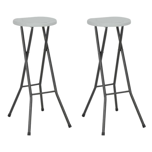 vidaXL Folding Bar Stools 2 pcs HDPE and Steel White