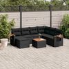 vidaXL 8 Piece Garden Sofa Set with Cushions Black Poly Rattan