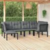 vidaXL 6 Piece Garden Lounge Set Black and Grey Poly Rattan