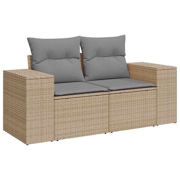 vidaXL 5 Piece Garden Sofa Set with Cushions Beige Poly Rattan