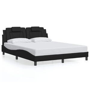 vidaXL Bed Frame "Viana" without Mattress Black 152x203 cm Queen Faux Leather