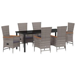 vidaXL Garden Dining Set 7 pcs Grey Powder-Coated Steel