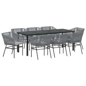 vidaXL Garden Dining Set 9 pcs Grey Powder-Coated Steel
