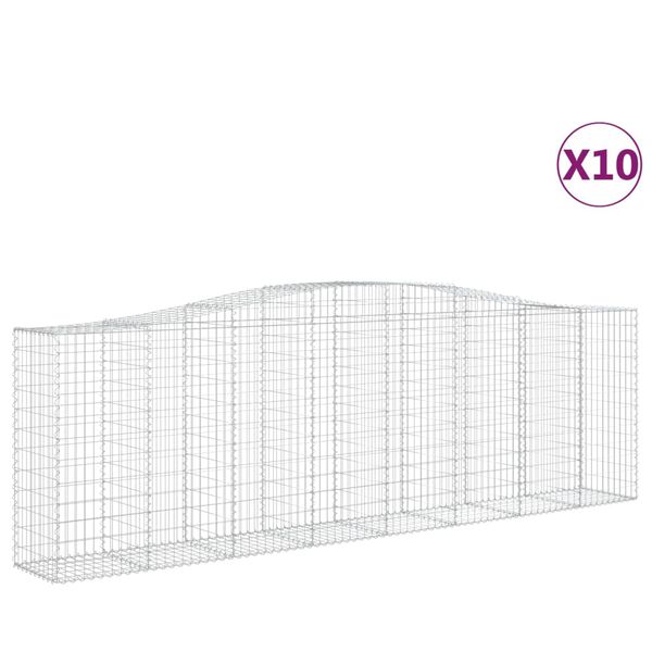 vidaXL Arched Gabion Baskets 10 pcs 400x50x120/140 cm Galvanised Iron