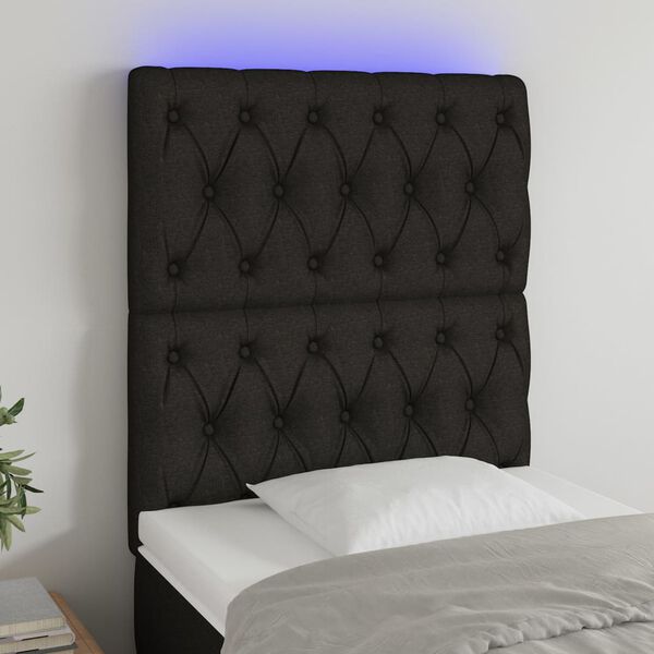 vidaXL LED Headboard Black 80 cm Fabric