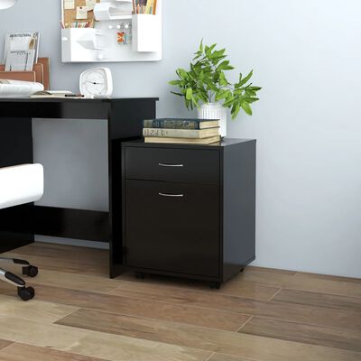 vidaXL Rolling Cabinet Black 45x38x54 cm Engineered Wood