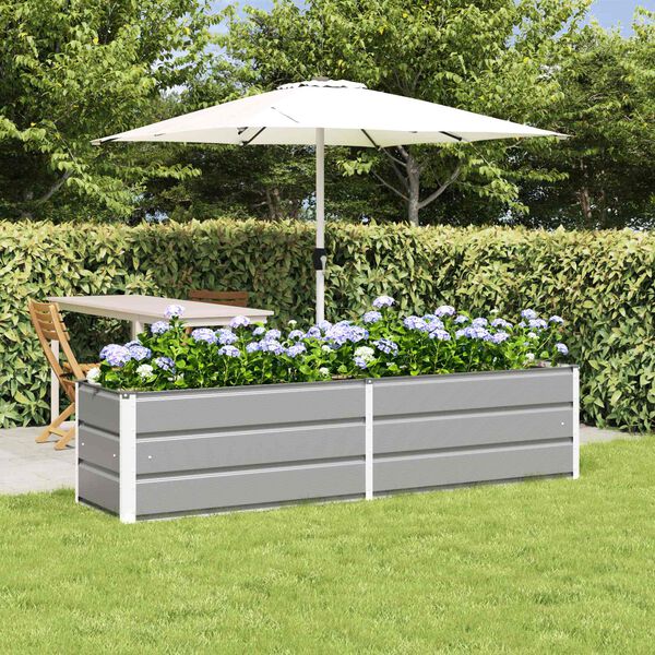 vidaXL Planter Light Grey 195 x 50 x 45 cm Galvanised Steel