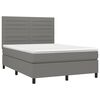 vidaXL Box Spring Bed with Mattress&LED Dark Grey 137x187 cm Double Size Fabric