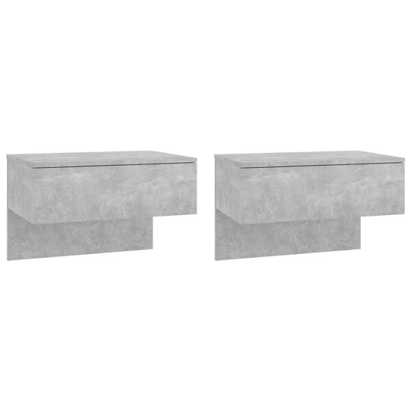 vidaXL Wall-mounted Bedside Cabinets 2 pcs Concrete Grey