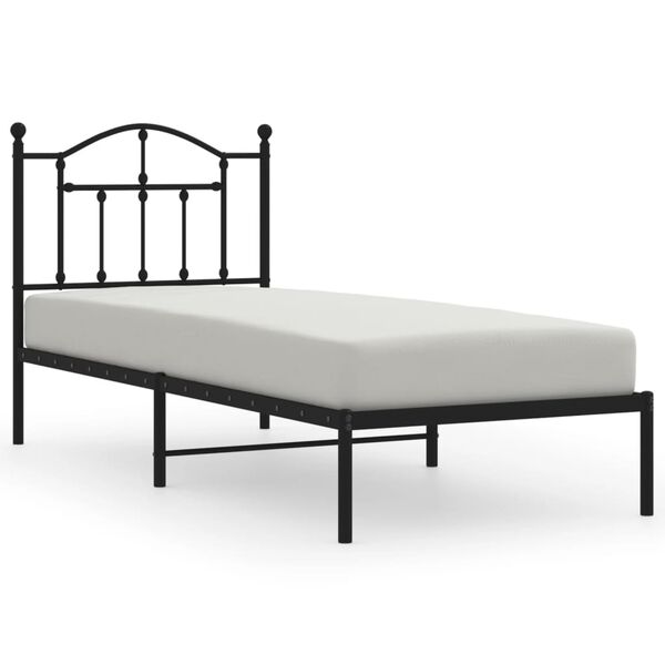 vidaXL Metal Bed Frame without Mattress with Headboard Black 90x190cm