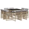 vidaXL 9 Piece Garden Dining Set with Cushions Mix Beige Poly Rattan