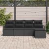 vidaXL Sofa Set with Cushion with Storage 5 pcs Black Poly Rattan