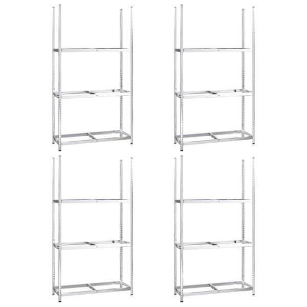 vidaXL 3-Layer Tire Racks 4 pcs Silver 110x40x200 cm Steel
