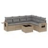 vidaXL 7 Piece Garden Sofa Set with Cushions Beige Poly Rattan