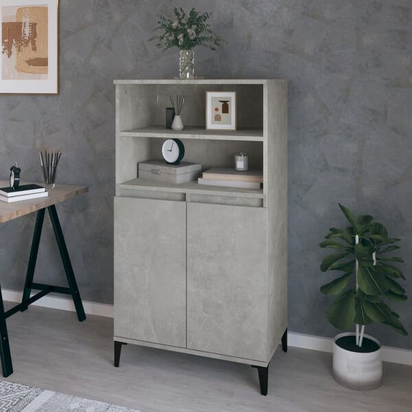 vidaXL Highboard Concrete Grey 60x36x110 cm Engineered Wood