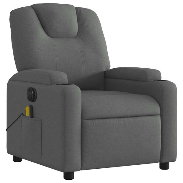 vidaXL Electric Massage Recliner Chair Dark Grey Fabric