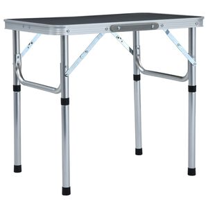 vidaXL Folding Camping Table Grey Aluminium 60x45 cm