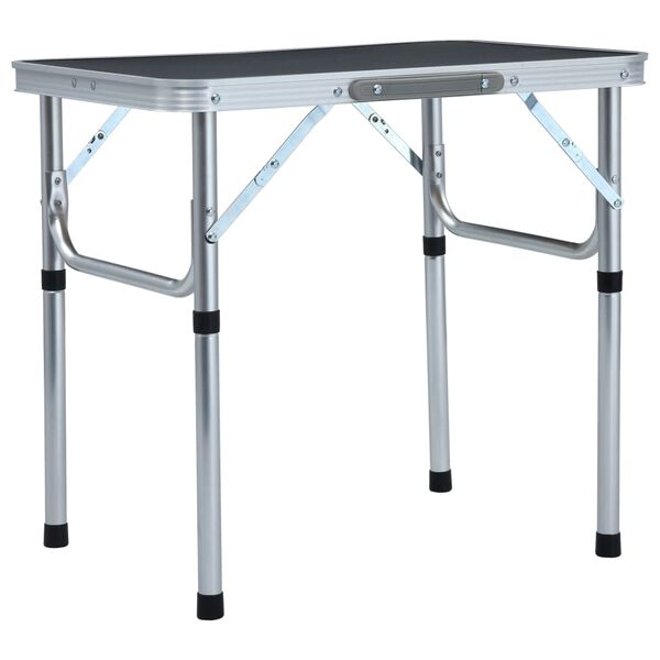 vidaXL Folding Camping Table Grey Aluminium 60x45 cm