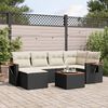 vidaXL 7 Piece Garden Sofa Set with Cushions Black Poly Rattan