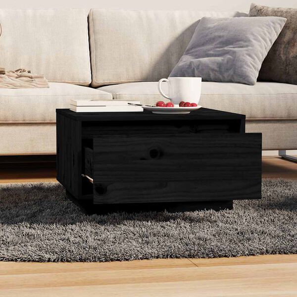 vidaXL Coffee Table Black 55x56x32 cm Solid Wood Pine