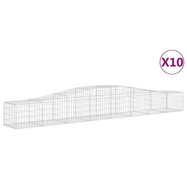 vidaXL Arched Gabion Baskets 10 pcs 400x50x40/60 cm Galvanised Iron