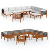 vidaXL 12 Piece Garden Lounge Set with Cushions Cream Wood Acacia&Rope