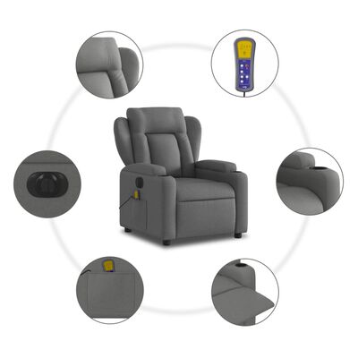vidaXL Electric Massage Recliner Chair Dark Grey Fabric