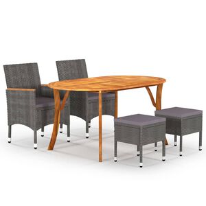 vidaXL 5 Piece Garden Dining Set Grey