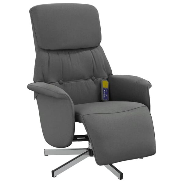 vidaXL Massage Recliner Chair with Footrest Dark Grey Fabric