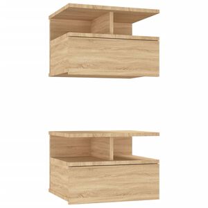vidaXL Floating Nightstand | Set of 2 | Sonoma oak | Engineered wood | Compact