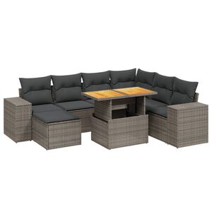 vidaXL 8 Piece Garden Sofa Set with Cushions Grey Poly Rattan