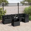 vidaXL 7 Piece Garden Sofa Set with Cushions Black Poly Rattan