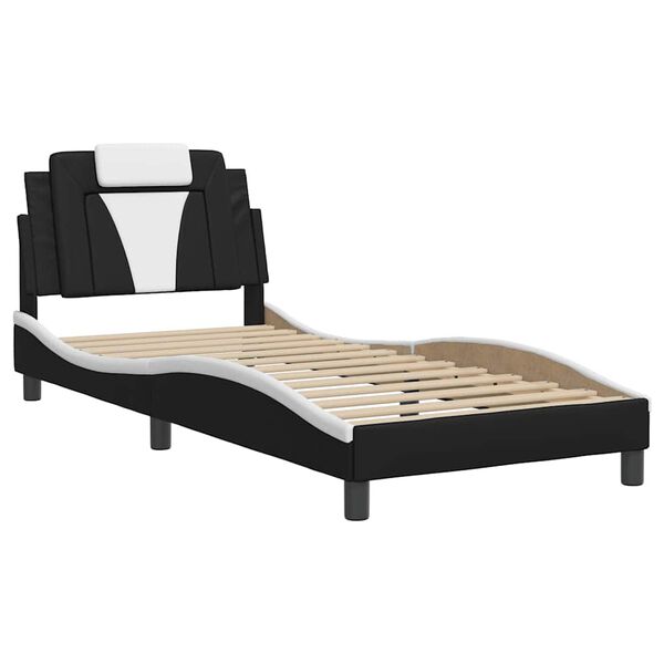 vidaXL Bed Frame "Viana" without Mattress Black and White 90x190 cm Faux Leather