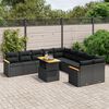 vidaXL 11 Piece Garden Sofa Set with Cushions Black Poly Rattan