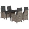 vidaXL 5 Piece Garden Dining Set with Cushions Grey Poly Rattan