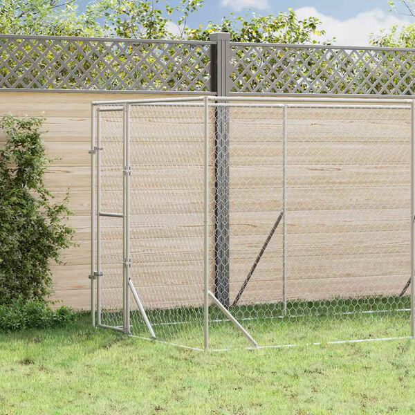 vidaXL Outdoor Dog Kennel Silver 2x14x2 m Galvanised Steel