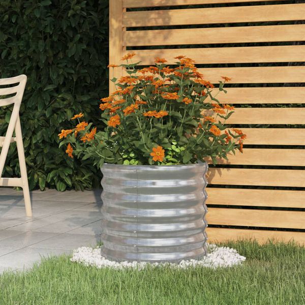 vidaXL Garden Planter Galvanised Steel 40x40x36 cm Silver