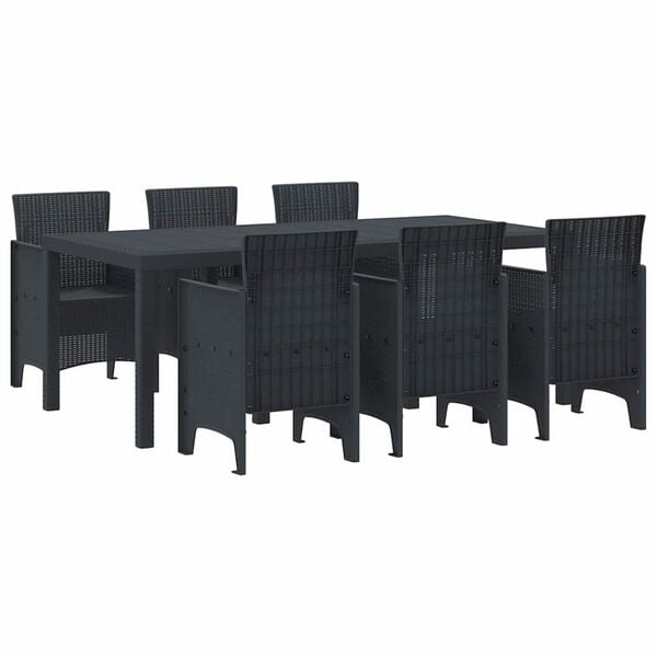 vidaXL Garden Dining Set 7 pcs Anthracite Polt rattan