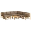 vidaXL 9 Piece Garden Lounge Set with Taupe Cushions Bamboo