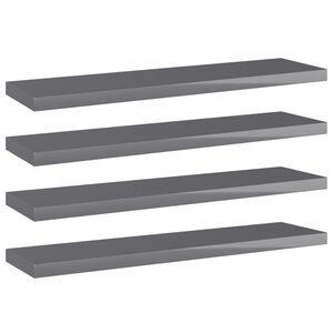 vidaXL Bookshelf Boards 4 pcs High Gloss Grey 40x10x1.5 cm Engineered Wood