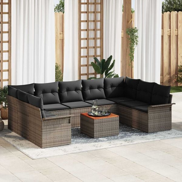 vidaXL Garden Sofa Set with Cushion with Storage Manual 10 pcs Grey