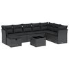 vidaXL 9 Piece Garden Sofa Set with Cushions Black Poly Rattan