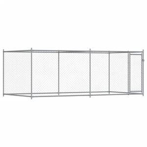 vidaXL Dog Cage with Door Grey 4x2x1.5 m Galvanised Steel