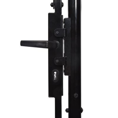 vidaXL Fence Gate Double Door with Spike Top Steel 3x1.5 m Black