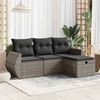 vidaXL 4 Piece Garden Sofa Set with Cushions Grey Poly Rattan